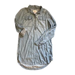 SO Denim chambray shirt dress with front pockets and four buttons